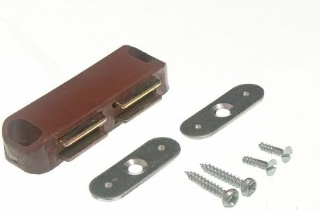 One Stop DIY 20 x MAGNETIC CUPBOARD CATCH DOUBLE BROWN + KEEPER PLATE + FIXING SCREWS NEW