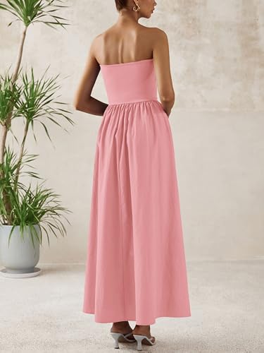 Image of PRETTYGARDEN Women 2026 Summer Elegant Strapless Maxi Dress Tube Top Dress A Line Flowy Long Wedding Party Cocktail Dresses