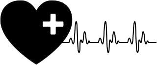 Calcomanías de letras Clínica de latidos del corazón de Medical Cross Health Care 50.4x122.3cm Varios tamaños Negro