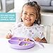 Bumkins Toddler and Baby Suction Plate, Silicone Divided Grip Dish for Babies and Kids, Baby Led Weaning, Children Feeding Supplies, Non Skid Bottom, Platinum Silicone, 6 Months Up, Lavender and Pink