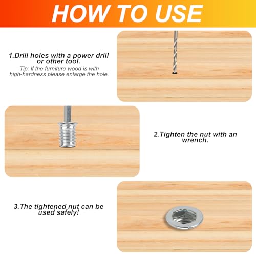 125 Stk Einschraubmuttern M5 M6 M8 M10 Einschraubmuffen, Gewindeeinsatz Holz, Gewindeeinsätze Gewindebuchsen, Innensechskant Schraube Muttern Rampmuffe Kohlenstoffstahl für Holzmöbel
