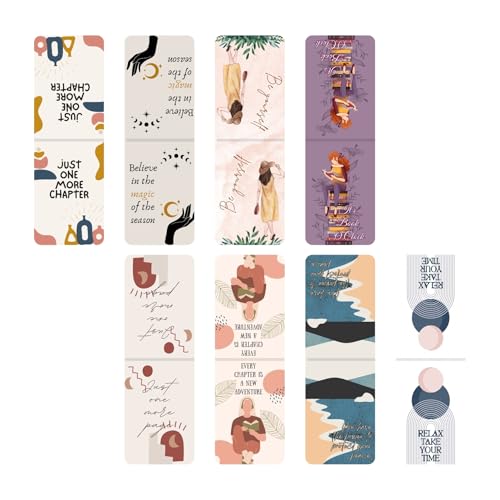 Image of Dia & Tia - 8 Elegant & Durable Themed Magnetic Bookmarks Set � Nature, Fantasy, Inspirational Quotes, and More | Perfect for Book Lovers, Students, and Gift Ideas (Boho A, Large - 5x15 cm)