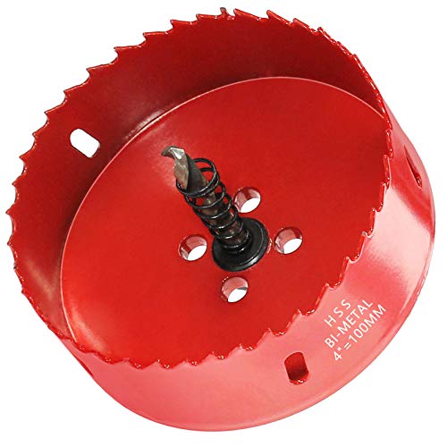 Image of Luomorgo 100mm /4 Hole Saw, 1.4 inch Cutting Depth HSS Bi-Metal Hole Cutter for Wood Cornhole Boards Plastic Drywall & Metal Sheet