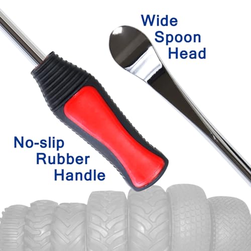 Image of 12.2 inch Dirt Bike Steel Tire Spoons Tool Set for Lawnmower Motorcycle Bicycle ATV Mini Bike Garden Tractor Tires 26pcs Tire Changer Tool with Tire Spoons Rim Protector Valve Stems Cap Cores Red