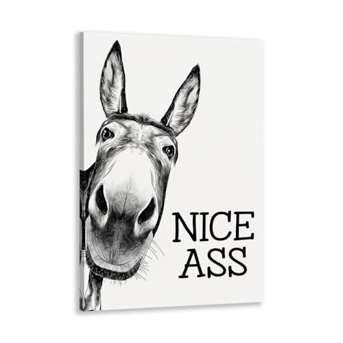 Black and White Bathroom Wall Art Decor Nice Ass,Donkey in