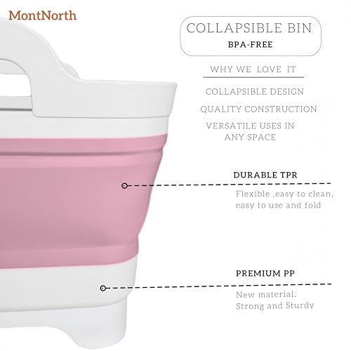 Image of Collapsible Wash Basin 9L, Foldable Dish Tub with Drain Plug, Portable Collapsible Dish Basin, Camping Sink for Washing Dishes, Laundry & Kitchen Use (Pink)