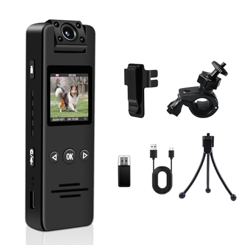 Pudet Luo Mini Cámara Corporal HD 1080P Cámara Deportiva,Lente Giratoria de 180° Action CAM con Visión Nocturna ＆Detección de Movimiento para Moto/Bicicleta/Deportes Extremos
