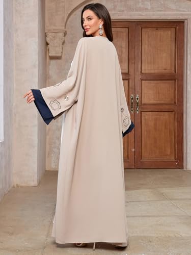 Image of Women's Ethnic Embroidery Muslim Abaya Open Kimono Cardigan Jalabiya