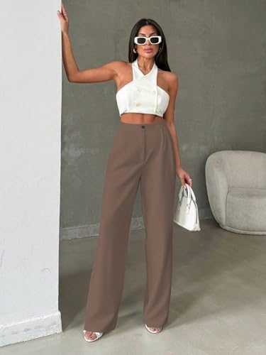 Image of Toochki Trousers for Woman Pants Women's Formal Office Korean | Black Track Pant | Straight | Cotton Spandex Stretchable Trouser | High-Waisted Bottom Wear