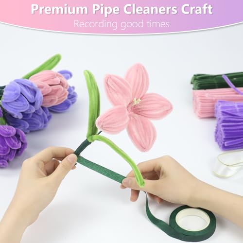Image of 400 Pcs Pipe Cleaners Craft, 4 Assorted Colors Pipe Cleaners Bulk