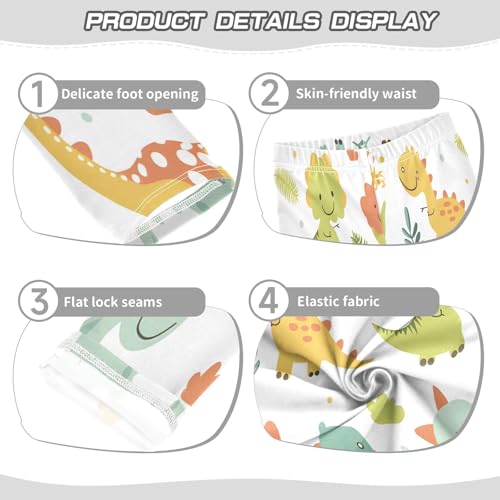 Bolaz Toddler Girls Leggings Printed Yoga Pants Leggings Green Yellow Dinosuar for Kids3