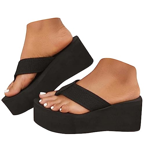 Chunky Platform Flip Flops Wedges Slip on Beach Sandals