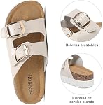 Womens Platform Sandals With Cork Footbed, Adjustable Double Buckle Non-Slip Slides, Open Toe Chunky Summer Shoes With Memory Foam Insole Wedge