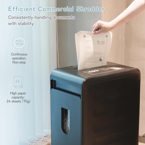 Monitaind SZJ1-0606 24-Sheet Heavy Duty Paper Shredder: Non-Stop Commercial Grade Shredder For Office Home P4 Level Security Cross-Cut Shredder Cd/Dvd/Card/Staple/Clip thumb #1