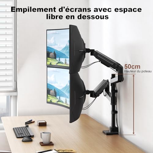 Support ecran 2 moniteurs pour un bureau de télétravail moderne