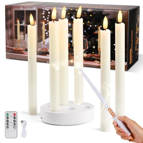 KIKILIVE LED Kerzen Aufladbar mit Ladestation Magie Fernbedienung,6pcs...