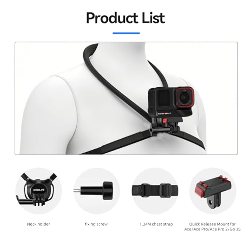 Image of MOBILIFE Insta 360 Action Camera Neck Mount Quick Release Hands-Free POV Neck Holder Ergonomics Silicone Anti-Shake Chest Strap Air Cushion Compatible with Insta 360 Ace /Ace Pro /Ace Pro 2 /Go 3S