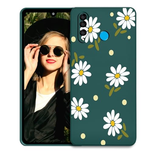 POUHYE Handyhülle für Huawei P30 Lite Hülle, Weiche Schlanke Silikon TPU Schutzhülle mit Kamera Schutz, Tough stoßfest Huawei P30 Lite Telefon Case Dunkelgrün