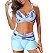 Tankini Large Bikini Set pour femme Bretelles Plage Split Maillot de bain pour impression numérique Jeans, bleu, XXL