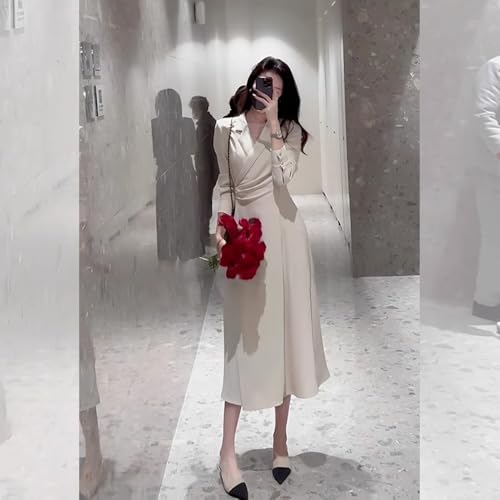 Robe Longue Formelle Style Blazer à Revers Cranté de Qualité Supérieure - 5