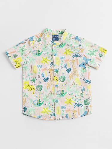 Image of Nautinati Boys Printed Collared Shirt with Shorts Clothing Set | Age 1-5 Years
