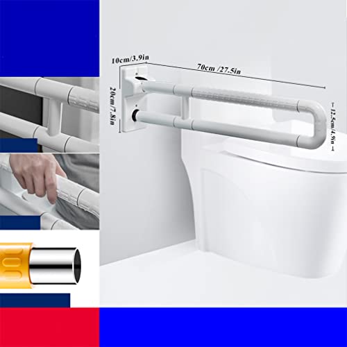 Mango plegable de acero inoxidable para baño, plegable, antideslizante, acero inoxidable, para personas mayores y discapacitados, color blanco (70 cm)