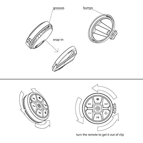 Recoil Waterproof Bluetooth Media Button Steering Wheel Remote Control for Car Bike Motorbike Boat Powersports Compatible iPhone Samsung Galaxy or Any Android Device