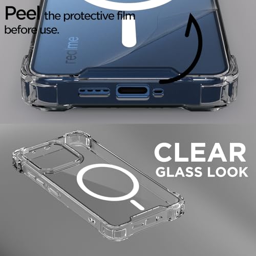 Image of Amazon Basics Back Cover for Realme 15T 5G / Realme Narzo 90 5G Mag-Safe Shockproof PC + TPU Protective Case Magnetic Support Bumper Case (Transparent Mag-Safe)