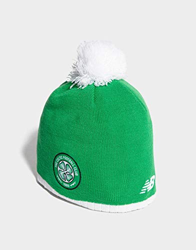 Image of New Balance Official GLASGOW CELTIC FC home style green bobble beanie hat very rare