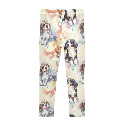 Dogs on Colored Girls Leggings,Workout Leggings for Girls Toddler Athletic Legging Size for 3-10T2