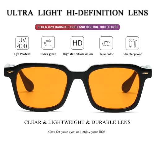 PORADAY Trendy Square Sunglasses for Women Men Fashion Thick Frame Black Sun Glasses Female Vintage Shades2