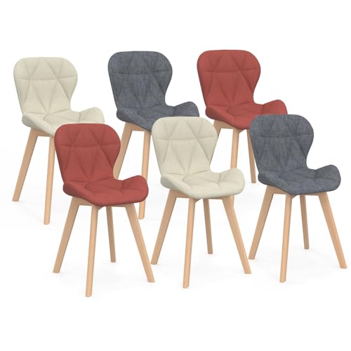 IDMarket - Lot de 6 chaises ROBINE en Tissu Mix
