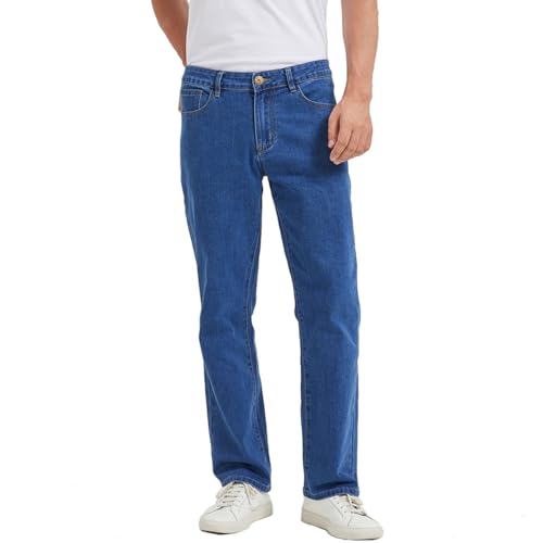 Dctop Jean Homme Droit Stretch Coupe Normale, Jean Molletonné Aspect Denim Lavé(Blau 32L 2#34)