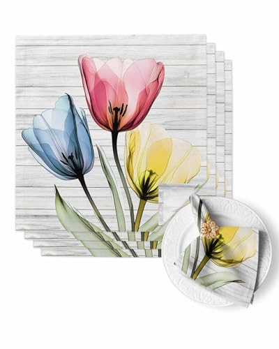 Servilletas de Tela Set de 4 Color Pastoral Tulipán Lavables miniatura 1