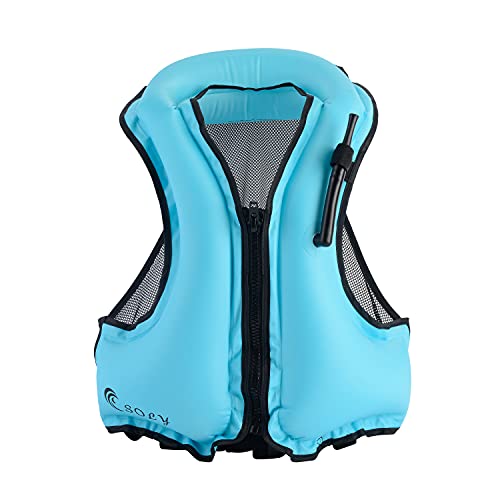 SOLY Snorkel Vest for Snorkeling Diving Swimming Snorkel Jacket Adult with Leg Straps for Men Women Free Size (SkyBlue)