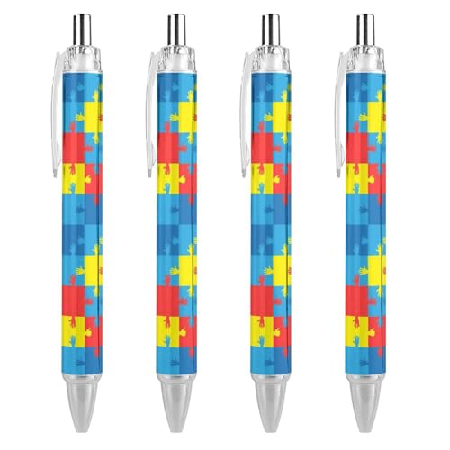Bolígrafos de autismo de 0.5 mm: pack de 4 piezas con clip retráctil fino