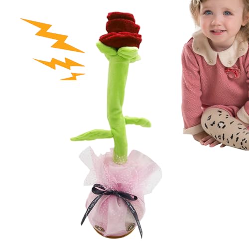 Melodic Dancing Blossom - Cheerful Singing Flower Stuffed Doll, Fun Motion Plush Figure | Portable Music Floral Companion, Lively Buddy, USB Rechargeable Playmate, Amusing Nursery Decor Accent,