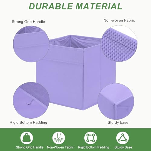 Cube de rangement pliable violet 27x27x28 cm bac tissu pour organiser meuble étagère