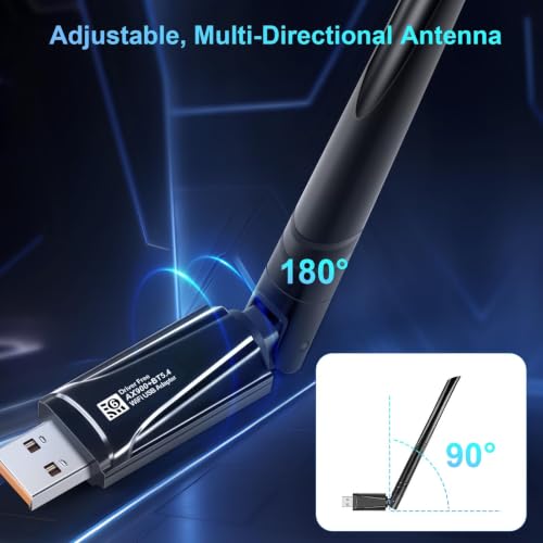 Image of TMY 2-in-1 USB Bluetooth WiFi Adapter, AX900 WiFi 6 + Bluetooth 5.4 | Dual-Band 2.4GHz /5GHz with 5dBi High-Gain Antenna, Compatible with Windows 7 /10 /11 (WiFi), Windows 10 /11 (TMY34)