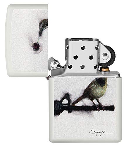 Encendedor Zippo Spazuk pájaro con rosa blanco mate miniatura 4