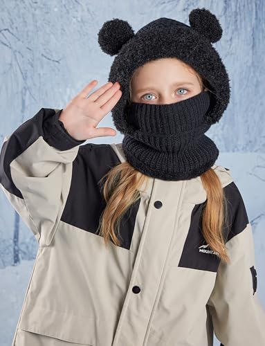 SEAUR Girls Winter Hats Balaclava Mask Windproof Warm Fleece Face Mask Hat for Kids 4-10T2