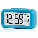 ⏰Smart-Lichtsensor - Der Wecker verfügt über ein eingebautes Umgebungslicht. Wenn die Tageszeit oder der Raum hell genug ist, leuchtet er nicht auf. Bei schwachem Licht leuchtet ein weiches Licht auf, damit Sie die Zeit leicht ablesen können Der Schlaf wird nicht gestört. Um die Funktion einzuschalten, müssen Sie nur die Sensortaste von AUS auf EIN schalten.