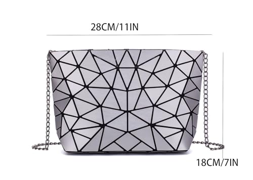 Geometric Lattice Luminous Purse Chain Crossbody Clutch Purses Tote Handbags Holographic for Women3