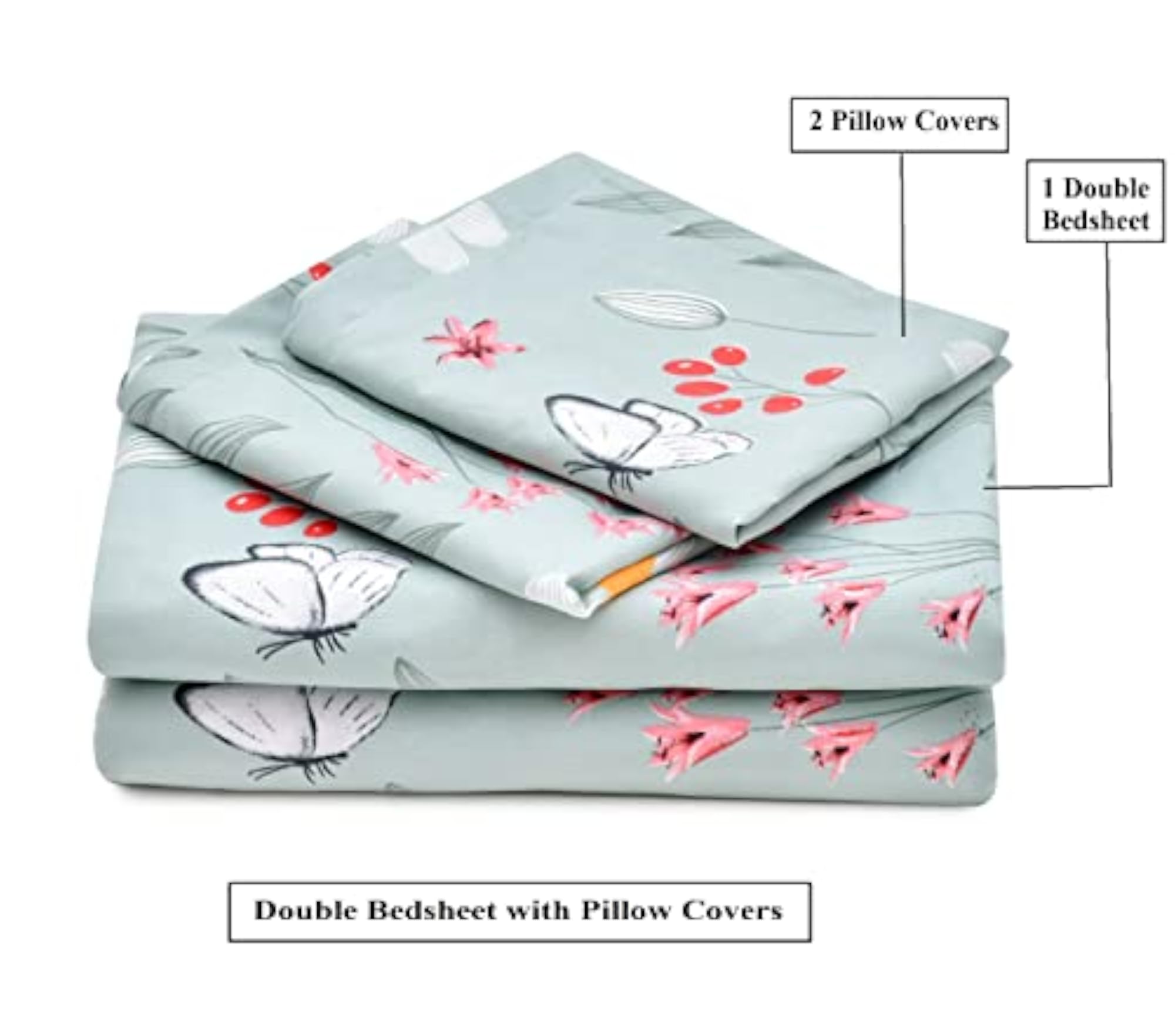 Super Soft 210 TC Cotton King Size Bedsheet with 2 Pillow Covers