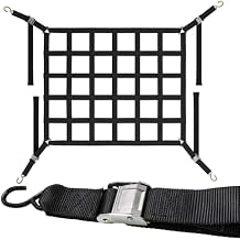 US Cargo Control Cargo Nets for Pickup Truck Bed 4.2 FT x 3.5 FT 2-Pack, Adjustable Truck Cargo Nets with S-Hooks & Cam Buckles, Fits Short Pickup Beds - Can Also Use in Trailers, Garages, Sheds