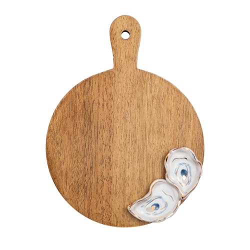 Mud Pie Brown Wood Round Oyster Board miniatura 1