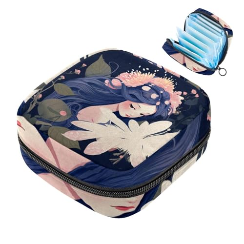 YTYVAGT Sacchetto di immagazzinaggio del tovagliolo sanitario,Borsa mestruale,Sacchetto del pad,Ragazza di fiore di fantasia,Sacchetto di periodo