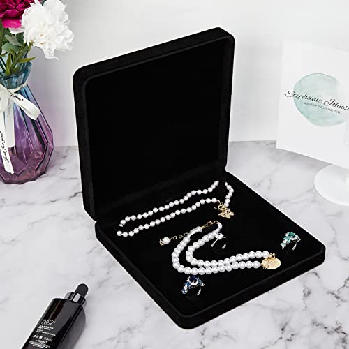 LETURE Velvet Jewelry Set Box, Velvet Gift Box for Bracelet Necklace Earring Ring (Black)3