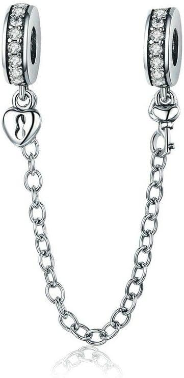 Mijn bedels Sterling Silver Safety Chain Key and Lock