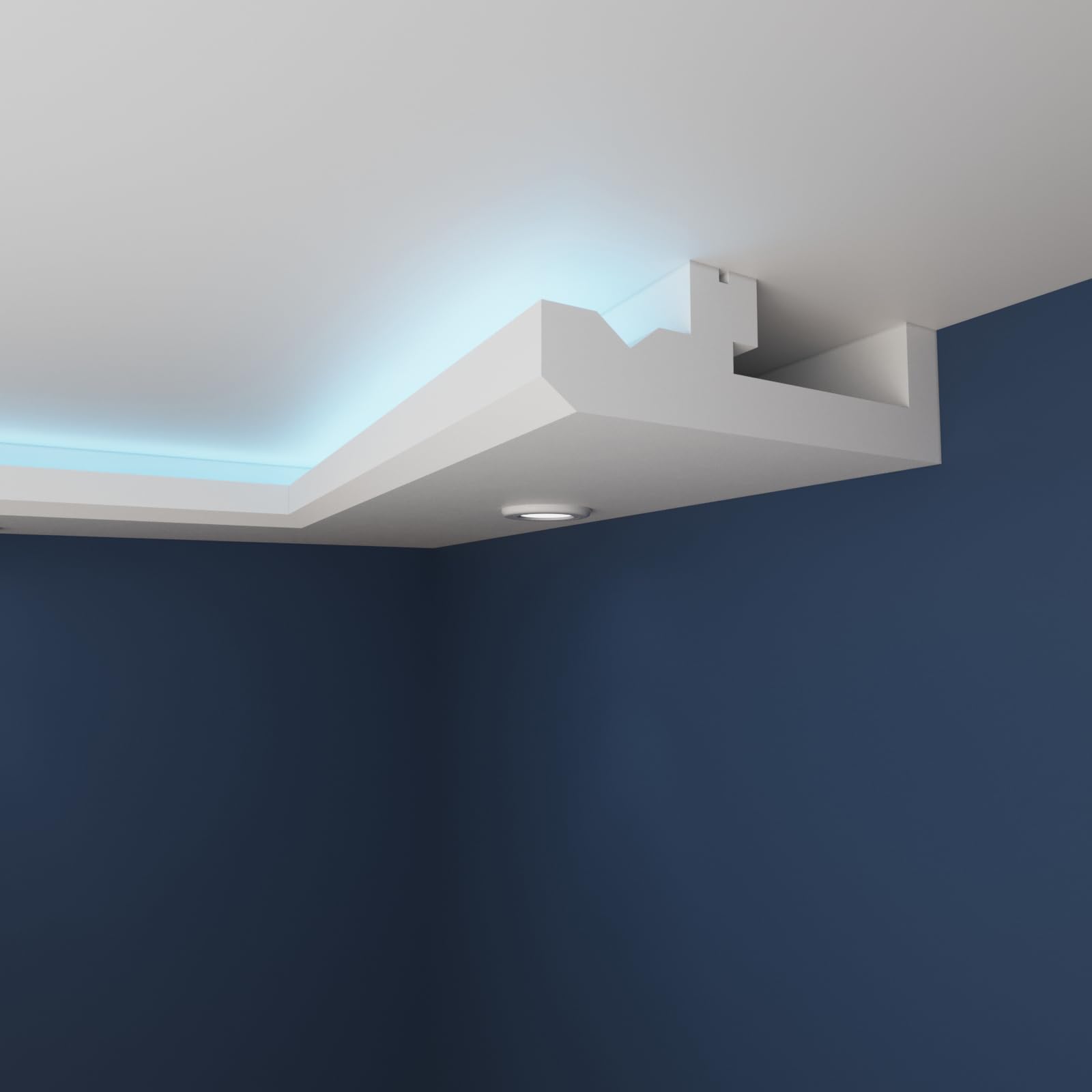 WOLDECOR Premium LED Ceiling Coving Cornice, Lightweight XPS Moulding for Ceilings, Easy DIY Fit, Coving for Ceilings, Paintable Surface, Crack Moisture Resistant Trim (WLS03, Internal Corner 20cm)